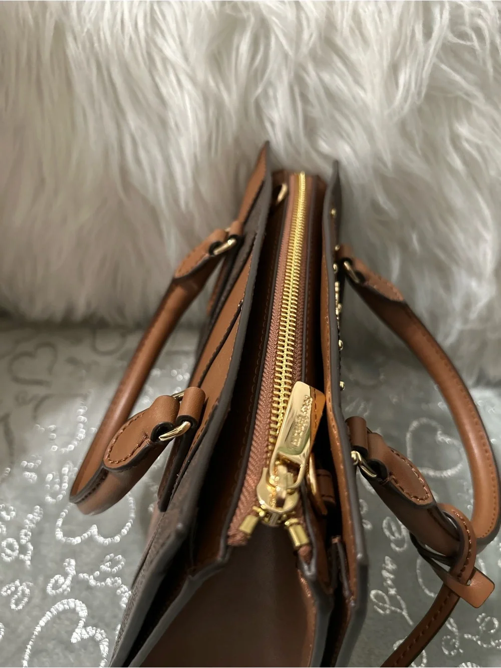 NWT Michael Kors, Small, Brown Sheila, w/Gold Studded Patchwork Satchel